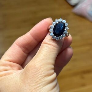 Blue and Silver Tone Women's Ring Size 7